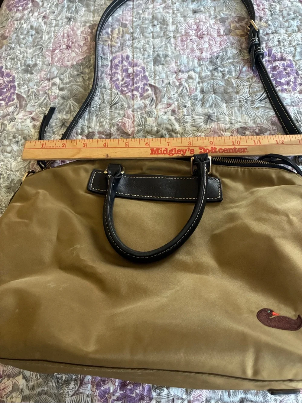 Olive Green Messenger Bag with Black Trim and Adjustable Strap